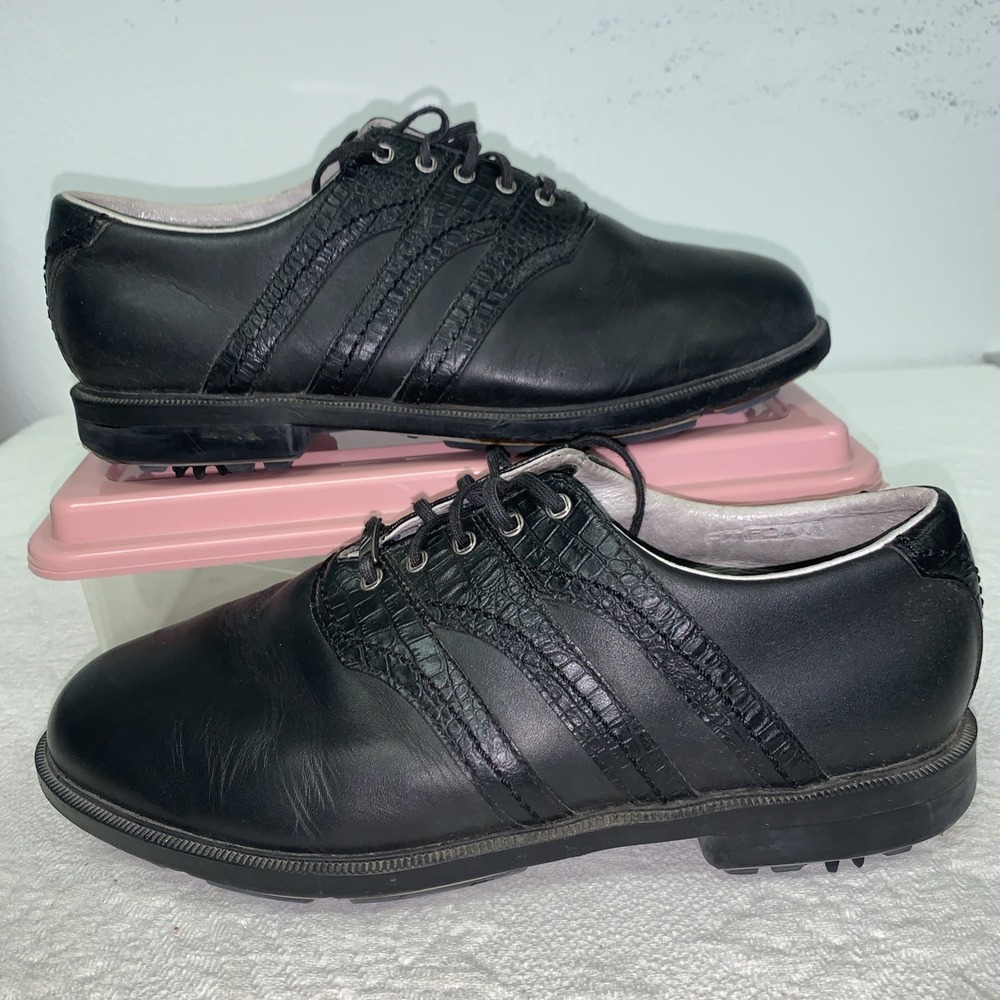 Vintage Adidas EVN791003 Z_Traxion Oxford Men's Black Golf Shoes Size 10 Gator - Picture 2 of 9